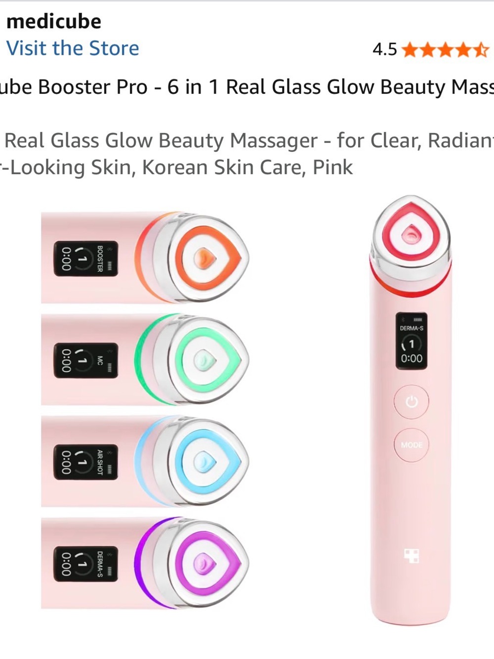 medicube Pink Real Glass Glow Beauty Massager - LED Facial Massager